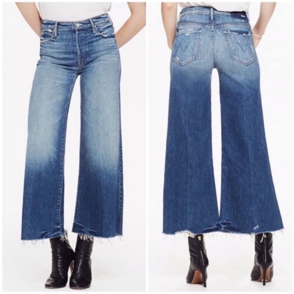 MOTHER SUPERIOR The Stunner Roller Ankle Chew Wide Leg Jeans In My Soul To Keep